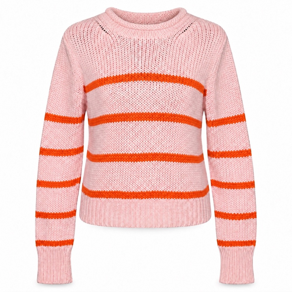 La Ligne Sweater S Pink Orange Mini Marina Coastal Preppy Cropped Cotton